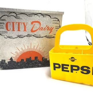 Antique City Dairy Ice Chest with Pepsi Cola Bottle Holder