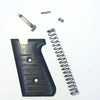 Bryco 48 .380ACP, Pistol Parts, Recoil Spring, Left Grip Panel, Magazine Catch, Pin and Spring