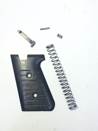 Bryco 48 .380ACP, Pistol Parts, Recoil Spring, Left Grip Panel, Magazine Catch, Pin and Spring
