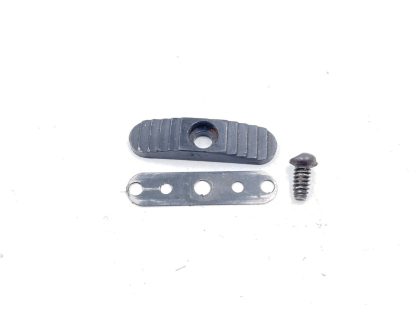 Mossberg 500A 12ga. shotgun parts, safety button, plate, and screw