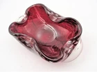 Murano art ruby glass Bowl with clear ends