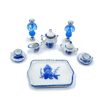 Vintage Mini Floral Bule Tea Set