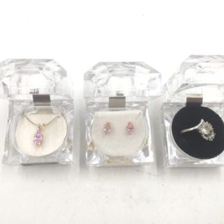 Cubic Zirconia Necklace, Earring, & Ring in Decorative Boxes