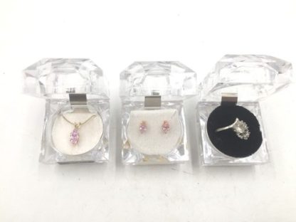 Cubic Zirconia Necklace, Earring, & Ring in Decorative Boxes