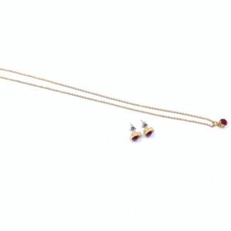 Genuine Austrian Crystal Ruby Earrings and Necklace