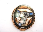 Antique gold brooch portrait porcelain